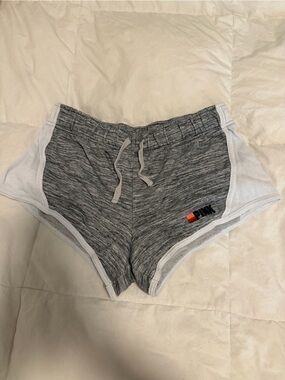 PINK Victoria's Secret Grey Heather Athletic Shorts with White Trim